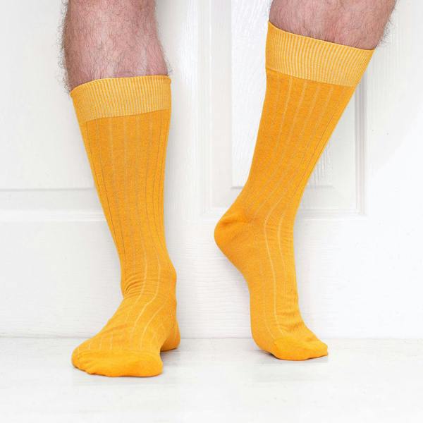 Jemsox 4 Pack - Premium Fine Ribbed Men’s Wedding & Formal Socks – Warm Ochre