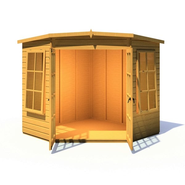 Shire Hampton 7x7 Corner Summerhouse 12mm Interlock Cladding - Best Shed