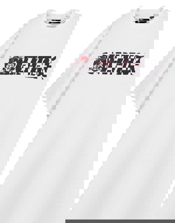 One Piece Mens White Logo Cross Bones Short Sleeved T-Shirt