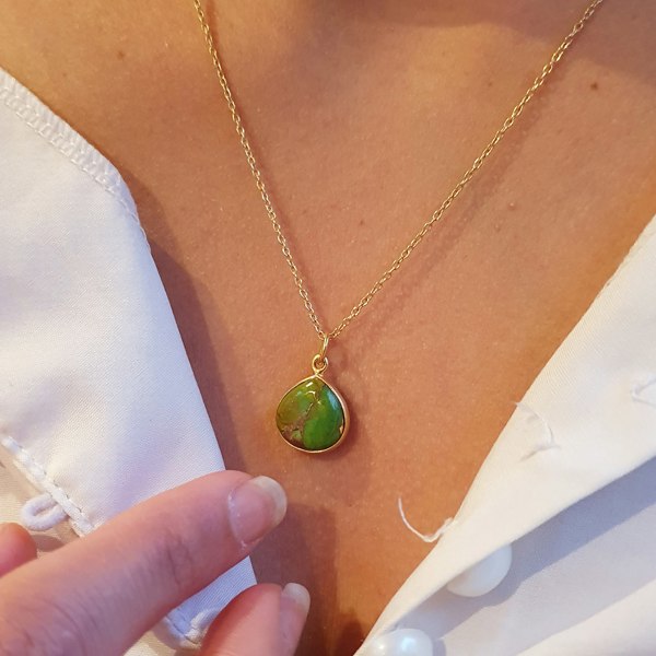 18ct Gold Vermeil Plated Peridot August Birthstone Crystal Necklace