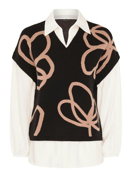 VIZ-A-VIZ Floral Mock Shirt Jumper