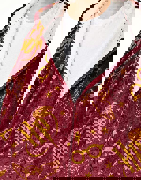 Harry Potter Womens Red Icon All Over Zip Through Blanket Hoodie (One Size)