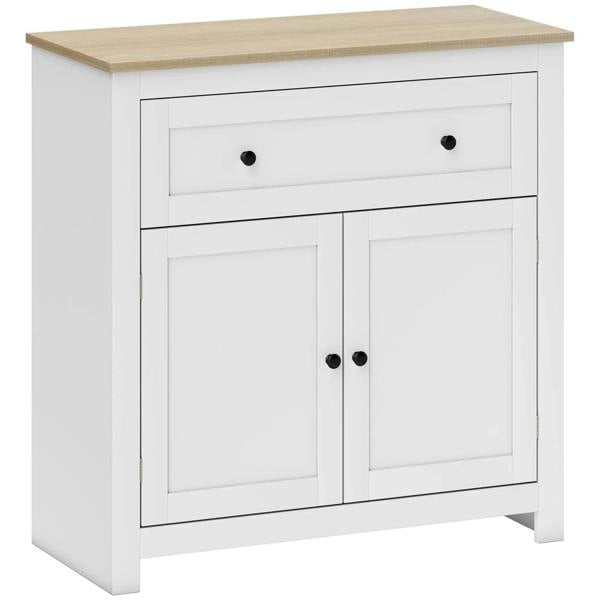 White sideboard storage cabinet with top drawer and double-door cabinet doors