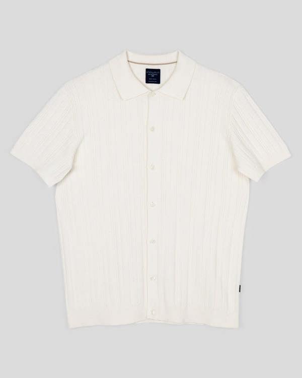 Steel & Jelly Kilburn - Stripe Textured Knitted Short Sleeve Shirt