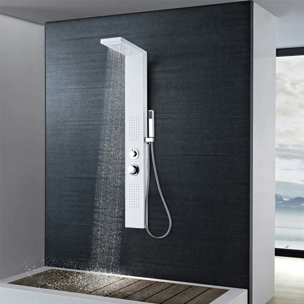 Berkfield Shower Panel System Aluminium Matte White