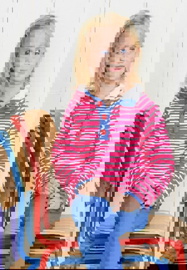 Organic Pink Breton Cosy Fleece Sweatshirt - Toby Tiger