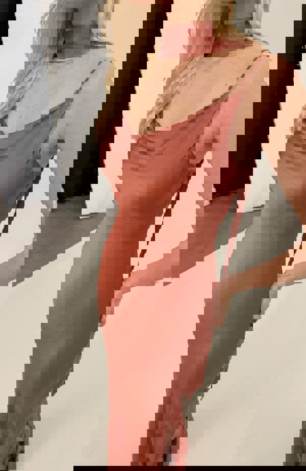 Rewritten London Pollenca Dress in Terracotta Satin