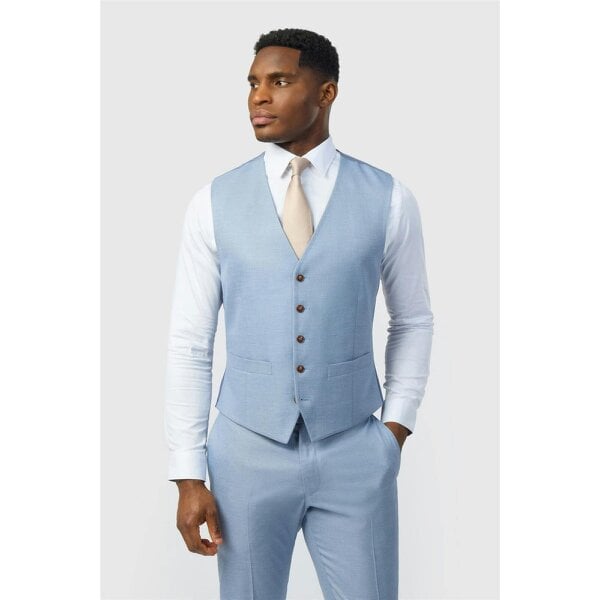 Antique Rogue Blake Pale Blue Texture Waistcoat