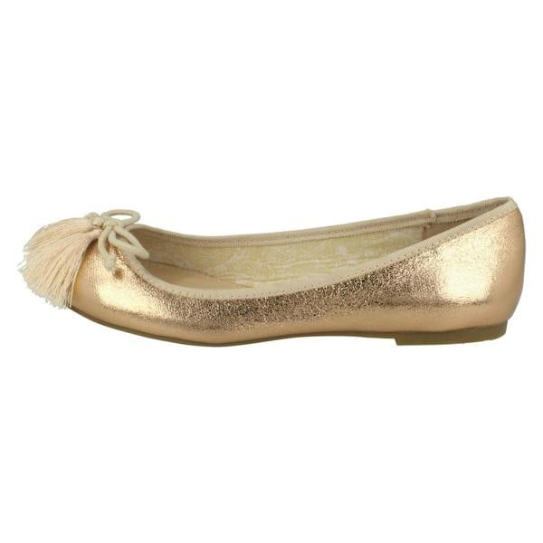 Spot On Ladies Spot On Flat Ballerinas With Tassel Bow Trim