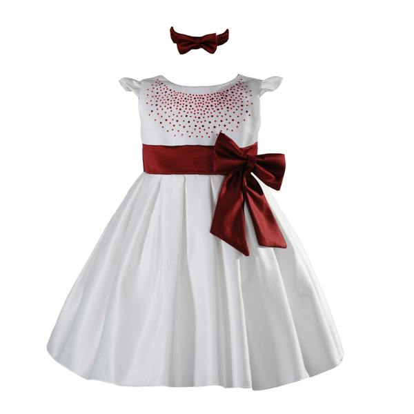 Cinda Satin Christening Party Dress with Headband