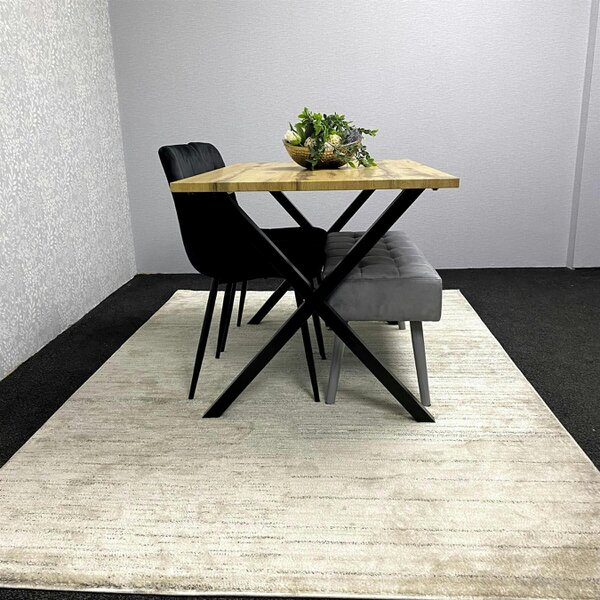 Kosy Koala Stone Effect Dining Table Set with 2 Velvet Chairs And Grey Bench Modern Dining Furniture