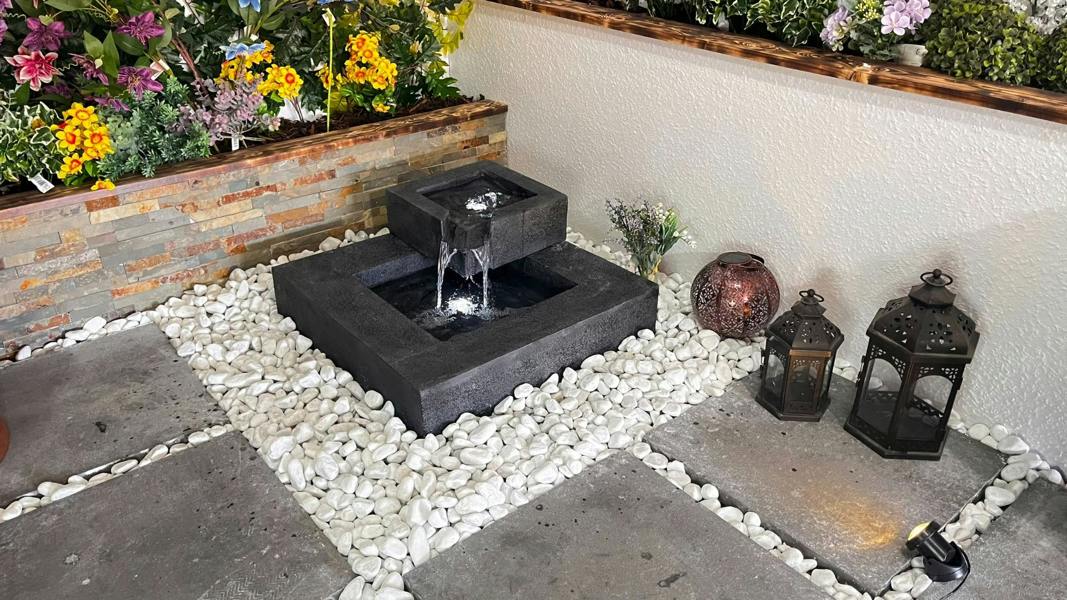 Tranquillity Water Features Oasis Pour Contemporary Solar Water Feature