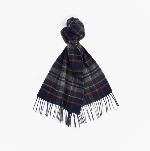 Barbour NEW CHECK Unisex Adults Tartan Scarf Navy/Dark Ginger