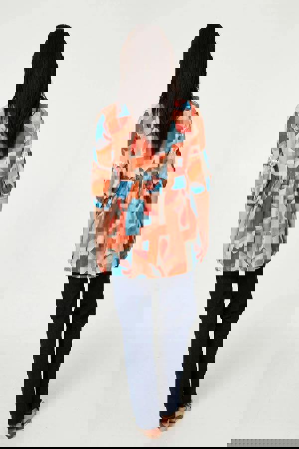 Orange | Abstract Lace Trim Relaxed Blouse