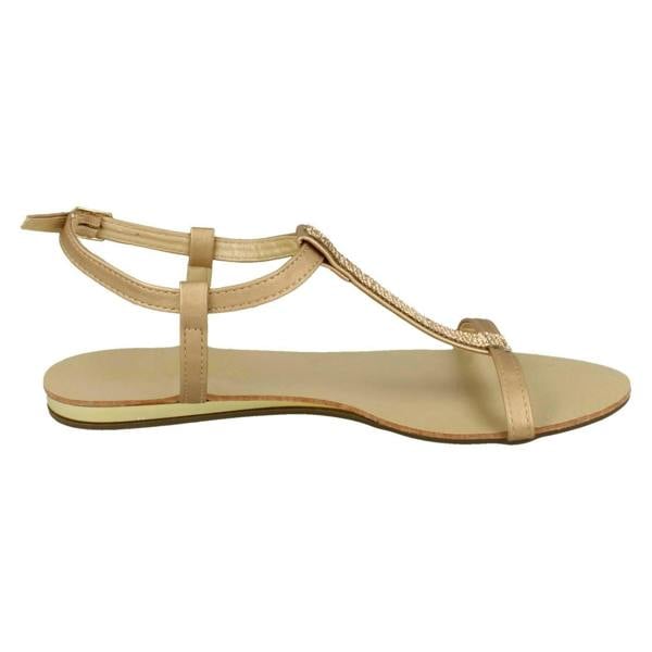 Savannah Ladies Savannah Flat T Bar Diamante Trim Casual Sandal