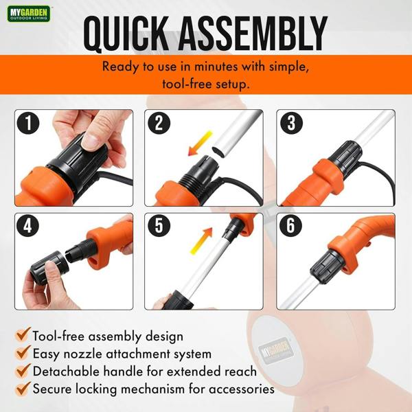 My Garden Outdoor Living My Garden Electric Weed Burner 2000W - Dual Heat Weed Remover with Folding Wheels, 2 Nozzles, Detachable Handle & UK Plug