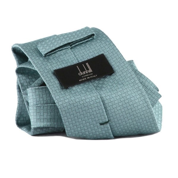 Dunhill silk tie in a woven lighter pattern aqua blue