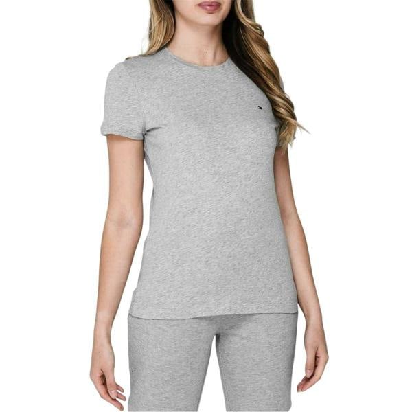 Tommy Hilfiger Womens/Ladies Embroidered Logo Cotton T-Shirt - Light Grey Heather - 