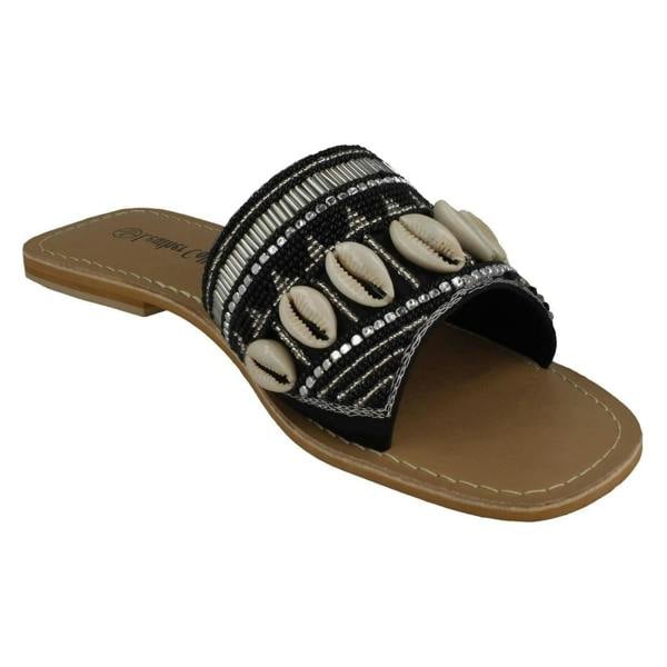 Leather Collection Ladies Leather Collection Beaded Mules F00311
