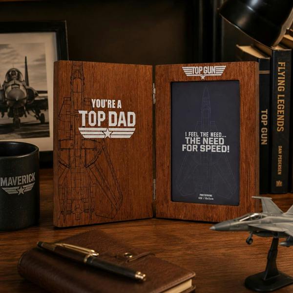 Widdop & Co Top Gun Top Dad Folding Photo Frame Brown