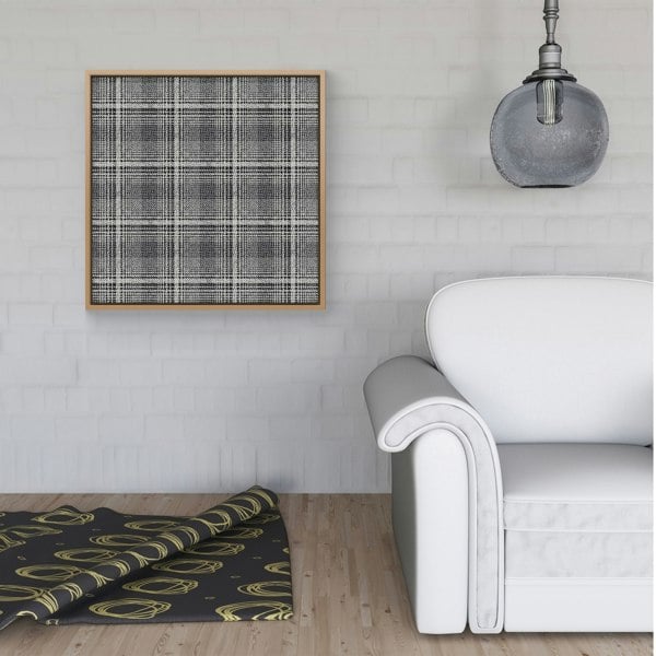 Warren Reed Monochrome Textured Checked Pattern Framed Canvas