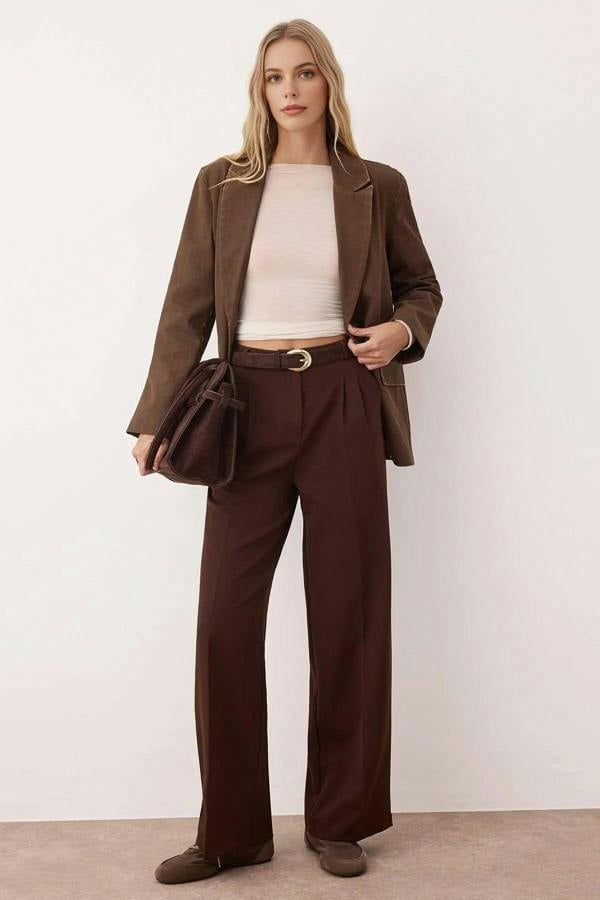 WOVCOR Pleated Wide Leg Woven Trousers