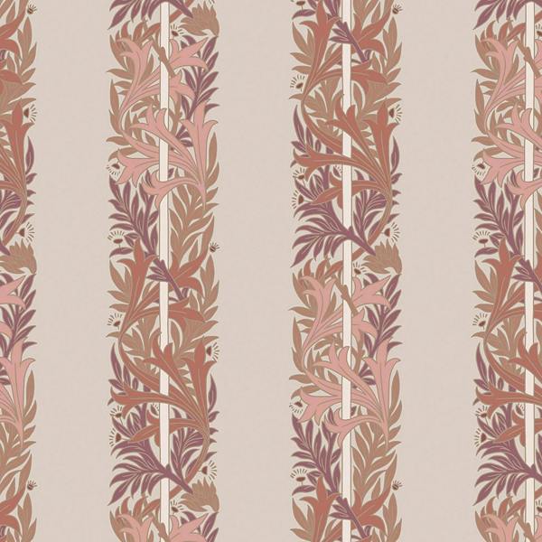 William Morris at Home Love Is Enough Stripe Terracotta Wallpaper