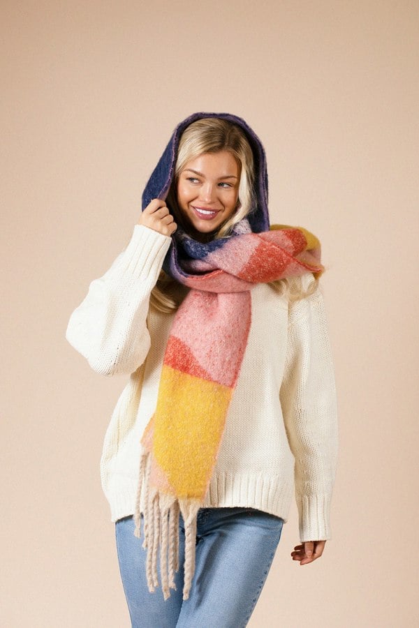 SVNX Chunky Scarf In Pink Yellow