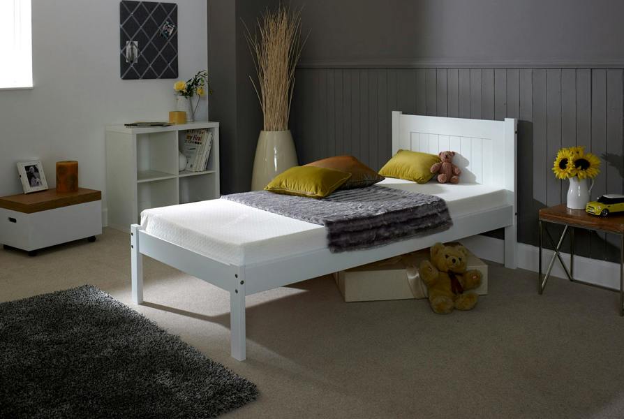 Mission TM Clifton Solid Pine Bed Frame, Panelled Headboard, White, 4 Sizes