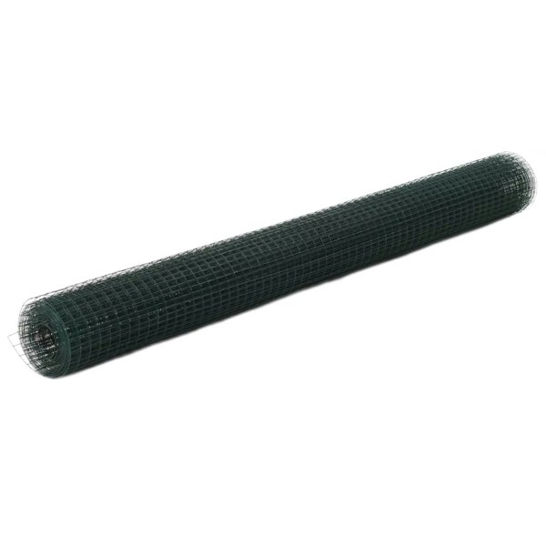 Berkfield Chicken Wire Fence Steel with PVC Coating 25x1.5 m Green