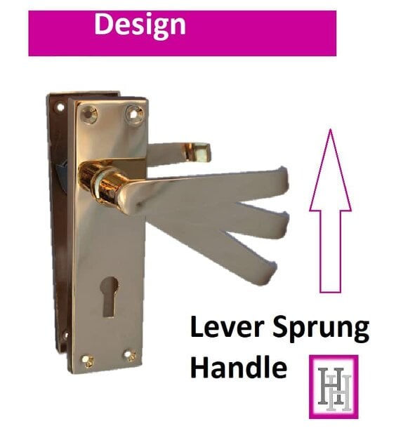 Victorian Straight Lever Latch Internal Lock Door Handles - Brass Plated Door Handles Internal, 150mm x 42mm Back Plate