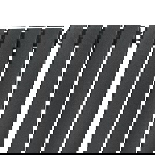 Flat single column radiator in anthracite grey, featuring a sleek, modern design with a textured finish and visible valves