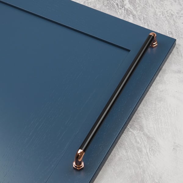 Handle & Home Polished Copper & Matt Black Industrial Bar Handles