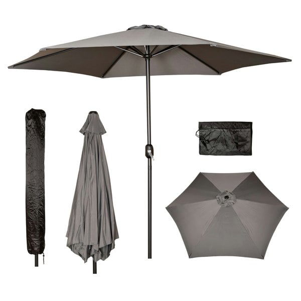 Samuel Alexander 2.7m Havana Garden Patio Parasol with Crank Handle and Cover in Grey