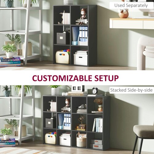 Wyld Haus Vasutte Wooden Black 6 Cube Storage Bookcase