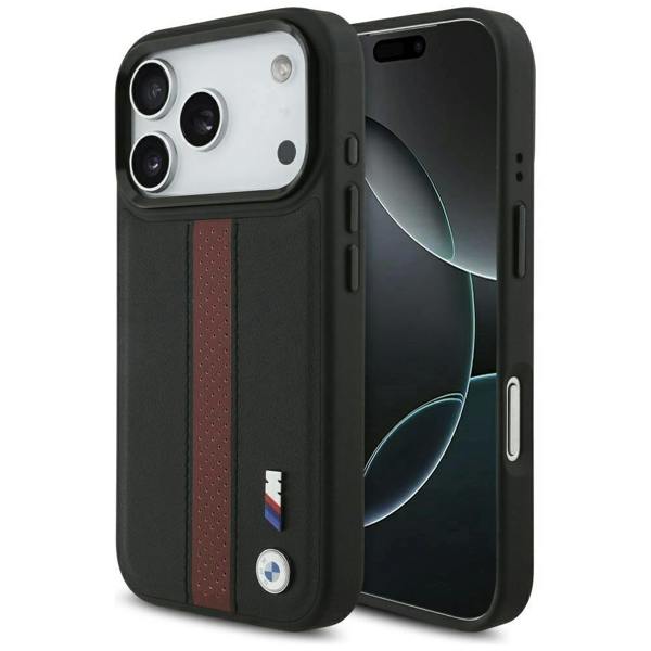BMW M Perforated Stripe Logo Case with MagSafe for iPhone 17 Pro 6.3" Red - BMHMP17L25PCPSKR