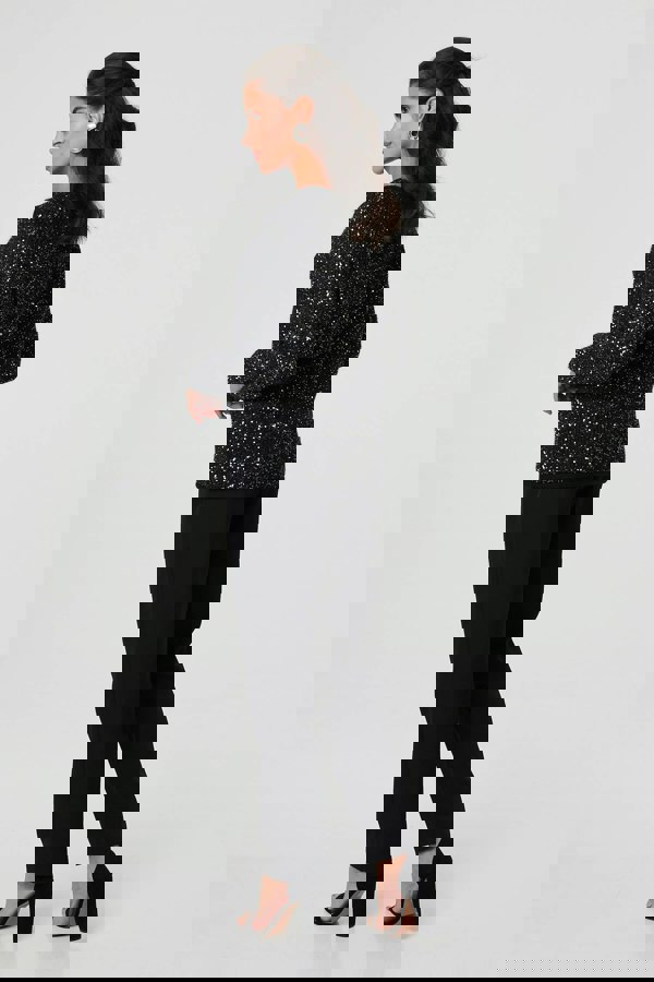 Black | Sparkly Embellished Slim Jumper
