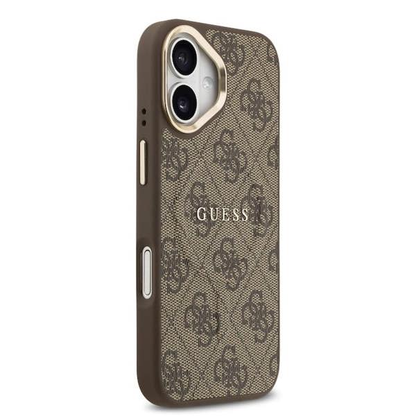 Guess PU Leather 4G Gold Frame Case with MagSafe for iPhone 17 6.3" Brown - GUHMP17SP4MSEGCW