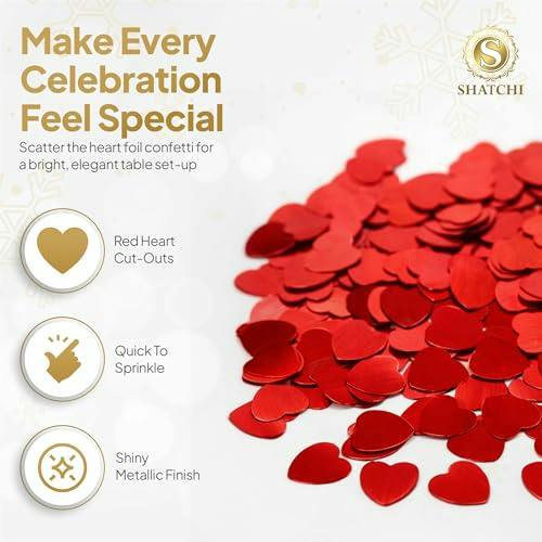 Red Heart Confetti Table Scatter for Romantic Party Tables and Decorative Displays image 4