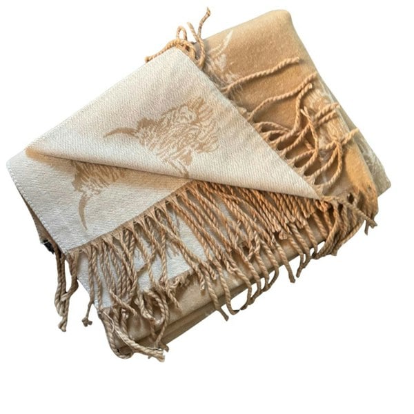 Love EMVY Highland Cow Scarf – Reversible Cashmere Blend Winter Wrap with Tassel Edge