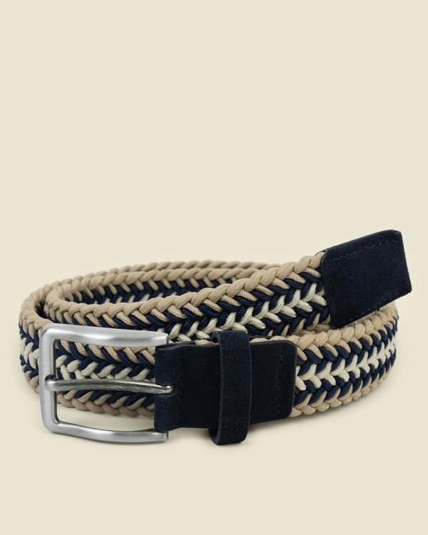 Larsson & Co Lunde - Multi-Coloured Wide Striped Braided Elastic Stretch Belt