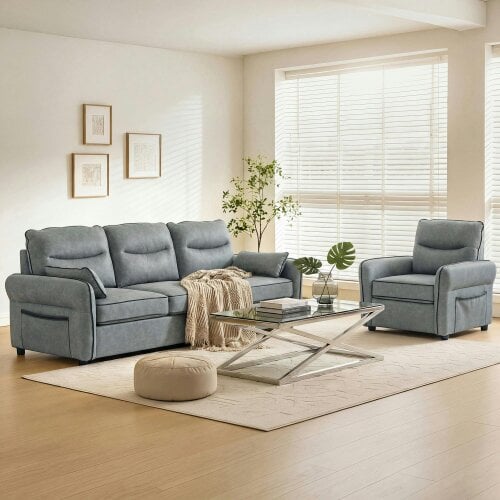Wyld Haus Pamazi Grey Faux Leather Accent Armchair