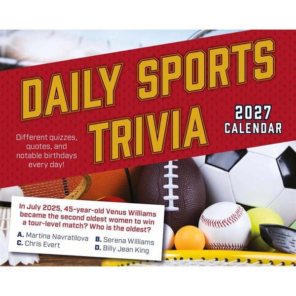 Daily Sports Trivia Desk Calendar 2027, Desk Calendars, Day To View, Sports, Gift