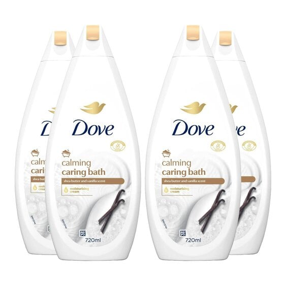 Dove Caring Bath Calming Bath Soak 720 ml With Shea Butter & Vanilla 4 Pack