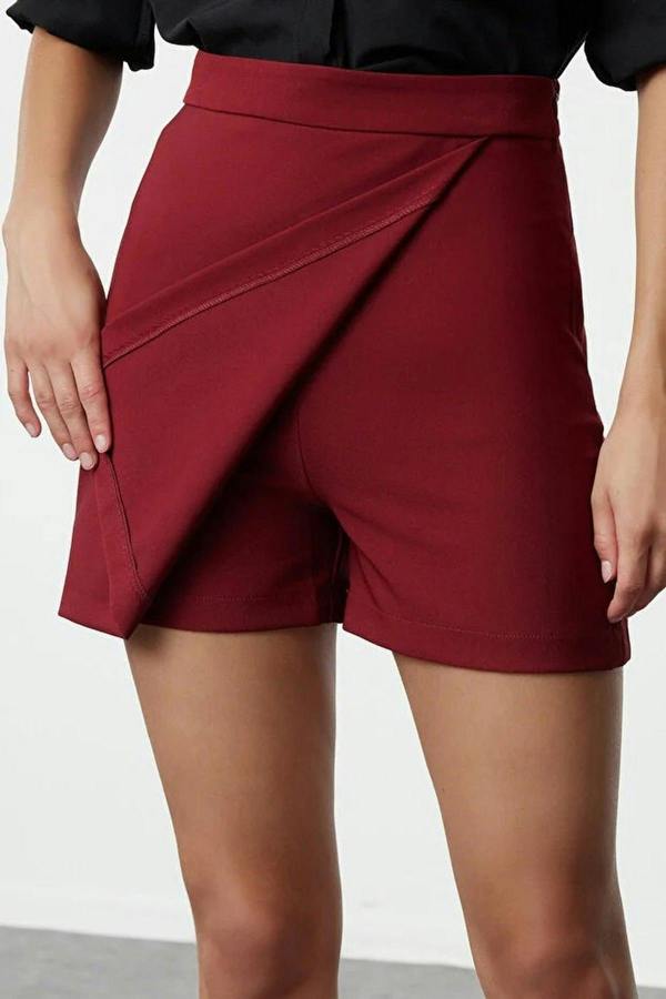 WOVCOR Double-Breasted Woven Short Skirt