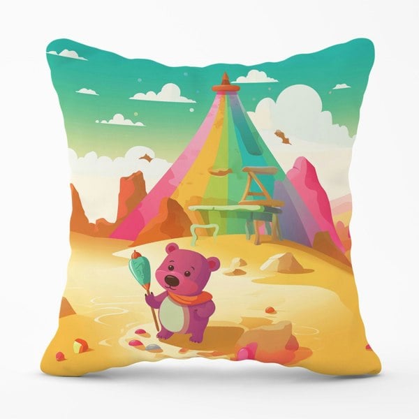 Warren Reed Purple Bear On A Beach Holiday Cushions