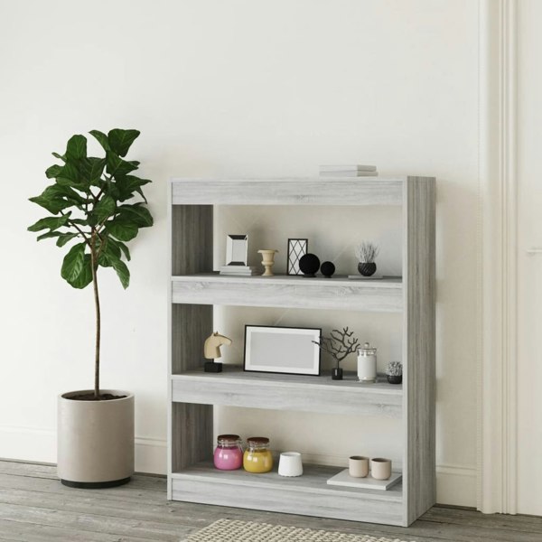 Berkfield Book Cabinet/Room Divider Grey Sonoma 80x30x103 cm Engineered wood