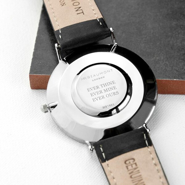 Men's Modern Vintage Personalised Leather Watch | Black