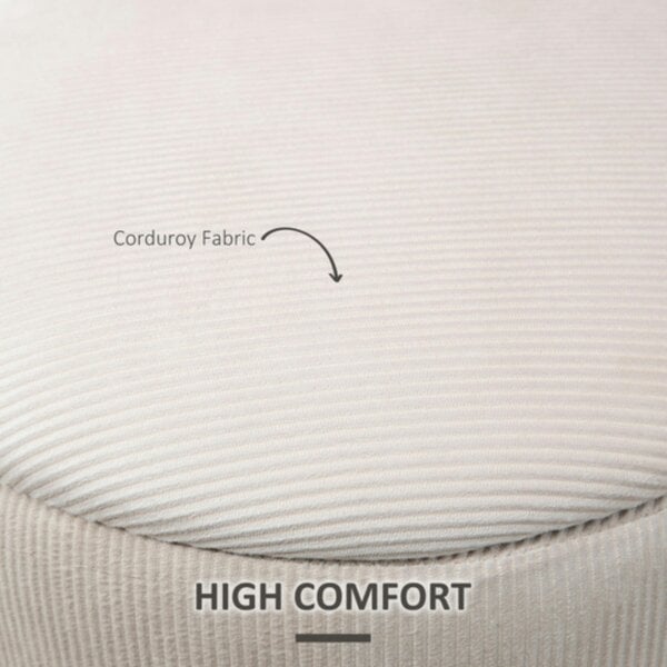 Dyzi Set of 2 Corduroy Storage Ottomans Removable Lids Cream White