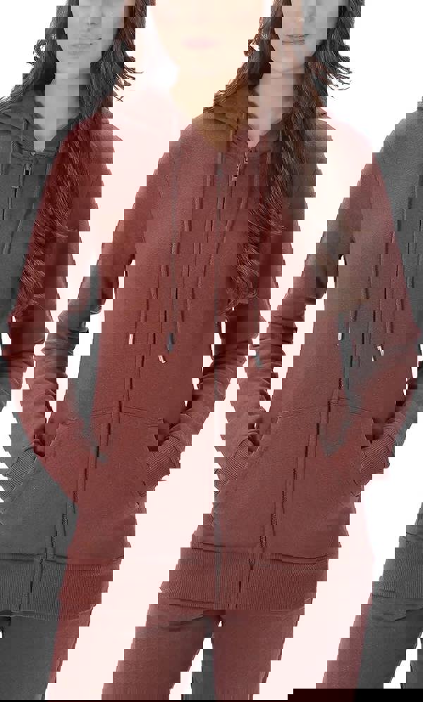 Smart Living Women's Casual Full Zip Hoodie - Chocolate